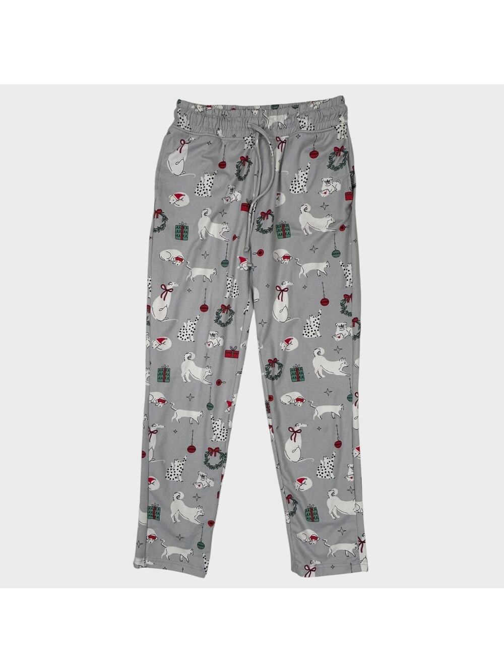 Tranquil & True M Holiday Christmas Gray Dog Print Sleep Lounge Pajama Pants